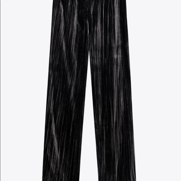 Zara Gray Velvet Pants - Picture 4 of 7